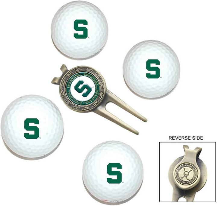 Team Golf NCAA Regulation Size Golf Balls (4 Count) & Divot Tool with Removable Double-Sided Magneti