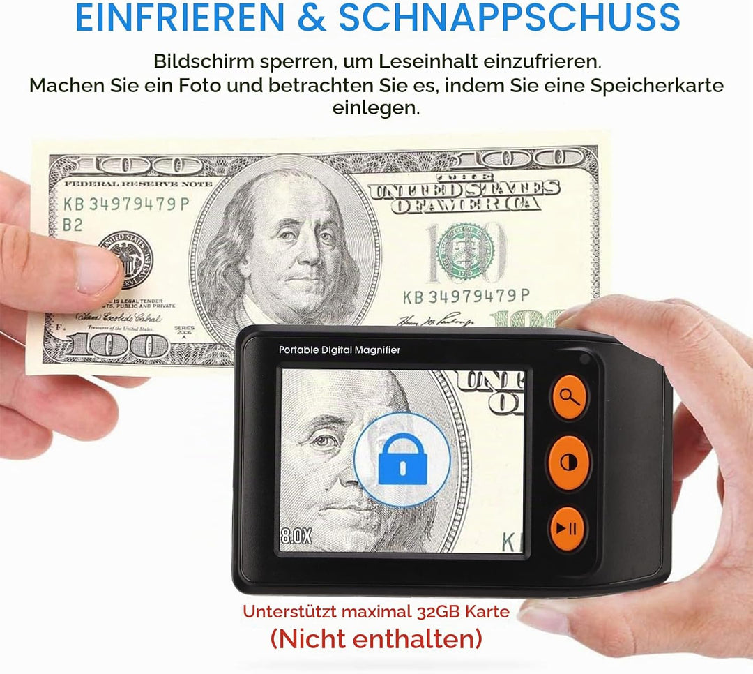 Digitale Videolupe, Hand-Digital-Videolupe Mit 3,5-Zoll-LCD, 2- Bis 25-fachem Zoom Für Verbesserte L