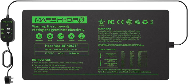 MARS HYDRO Heizmatte Pflanzen mit Thermostat für gärbox Terrarium,Wärmematte Pflanzen für Sämlinge G