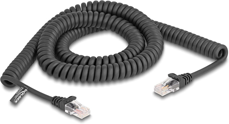 DeLOCK RJ45 Spiralkabel Stecker zu Stecker Cat.5e 3 m schwarz