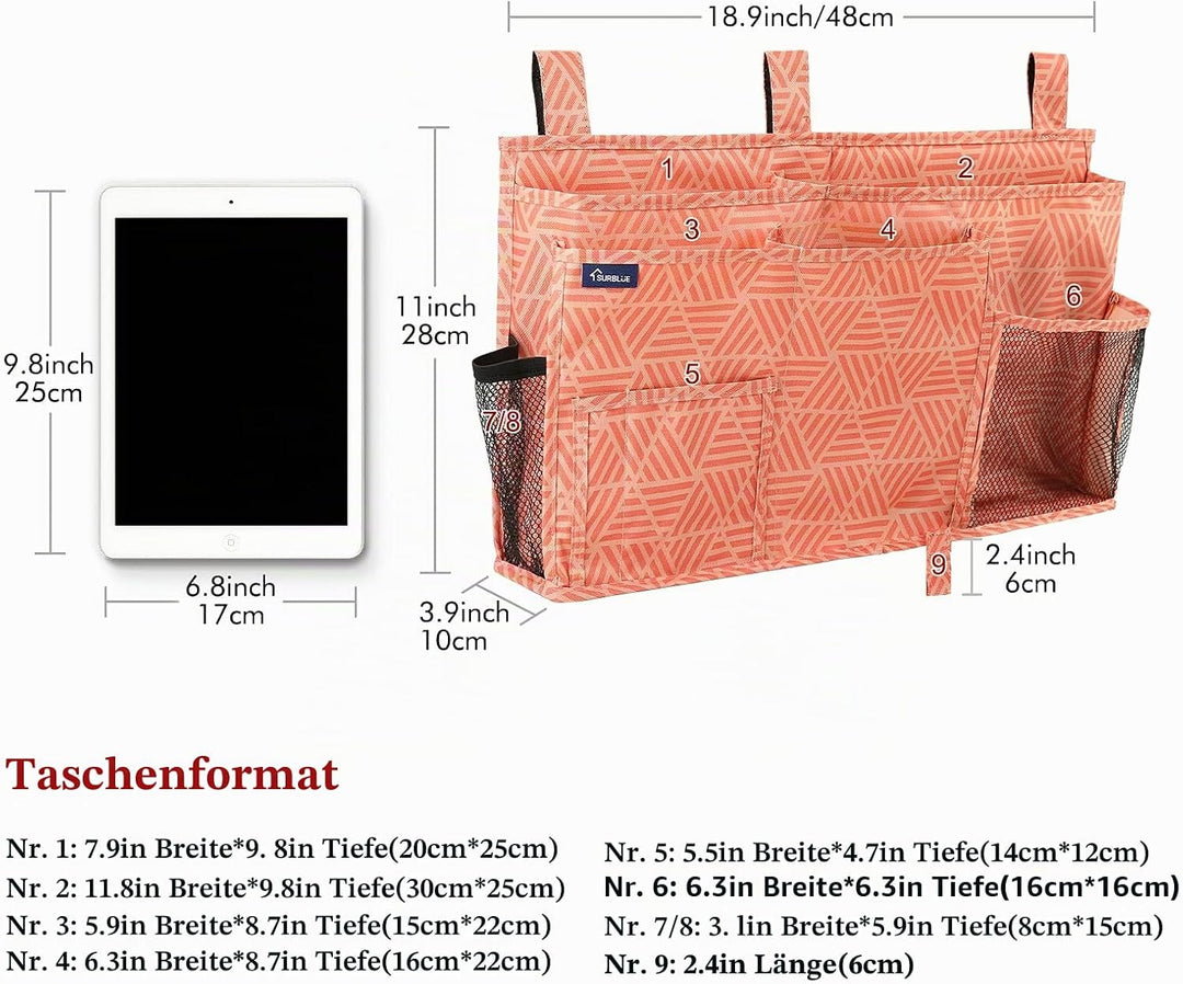 Surblue Nachttisch Caddy Hängebett Organizer Aufbewahrungstasche Tasche für Etagen-und Krankenhausbe