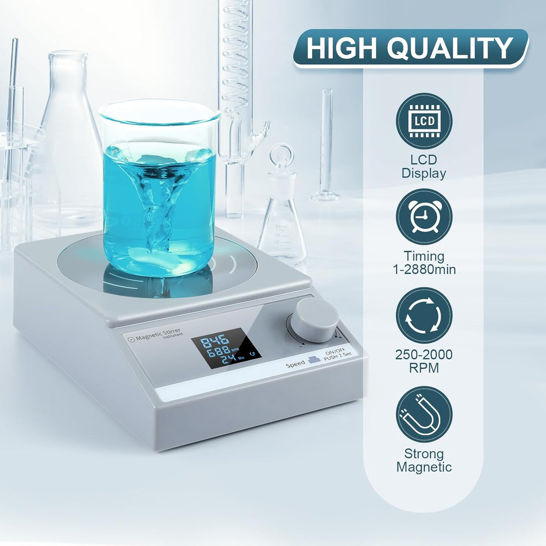 ANZESER Magnetrührer mit Zeitschaltuhr, 3.5L Digitaler Magnetrührer, Magnetische Rührplatte mit LCD