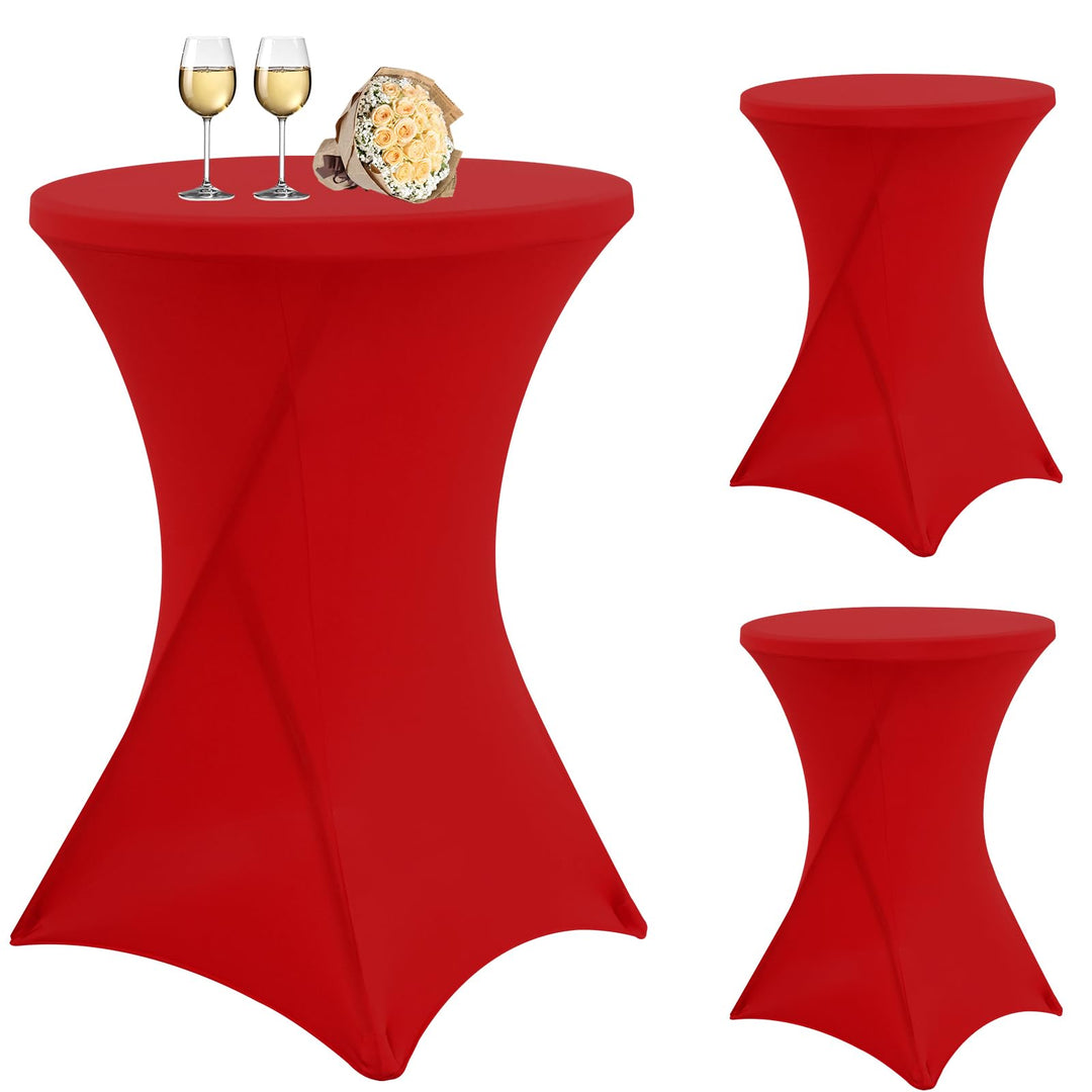 3 Stück Rot Stehtisch Hussen Stehtische, Stehtischhusse für Ø 80-85 cm Stehtische und Bistrotische,