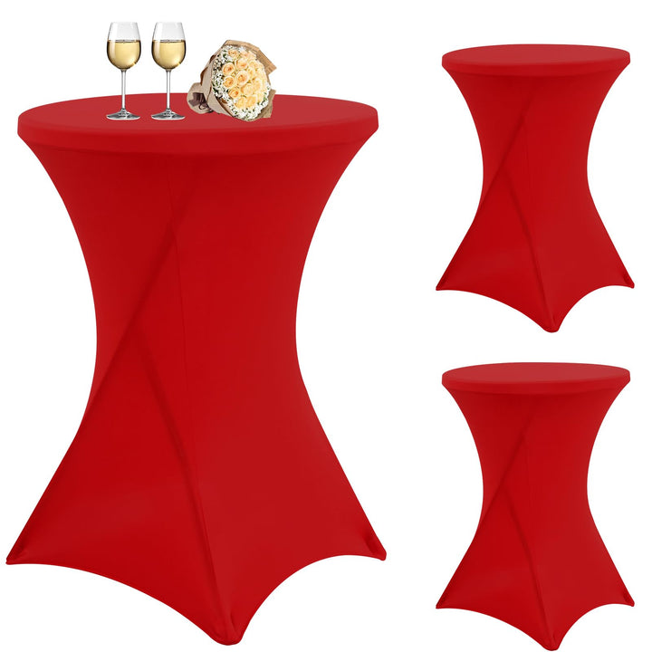 3 Stück Rot Stehtisch Hussen Stehtische, Stehtischhusse für Ø 80-85 cm Stehtische und Bistrotische,