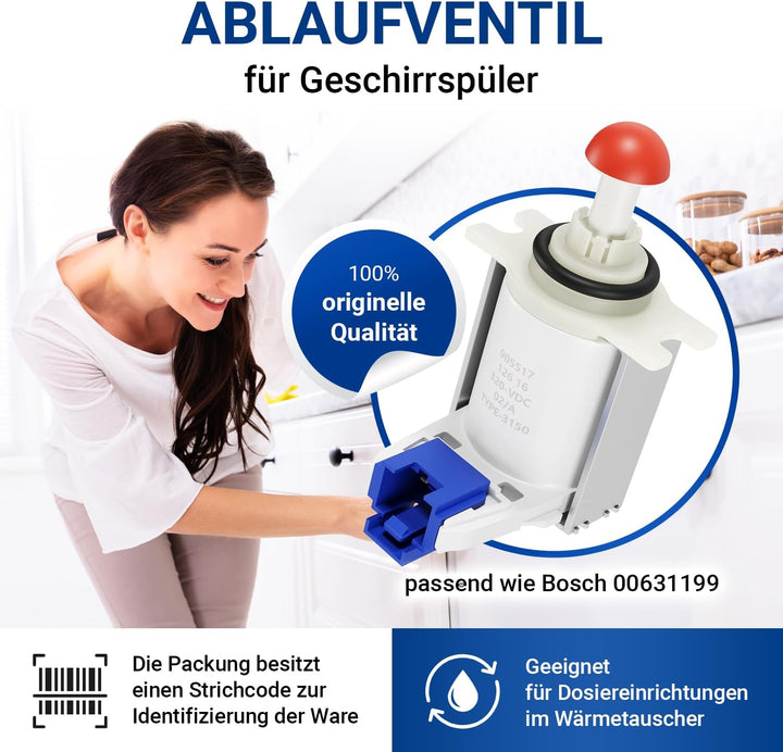 VIOKS Magnetventil Spülmaschine Ersatz für Bosch 00631199 Ablaufventil