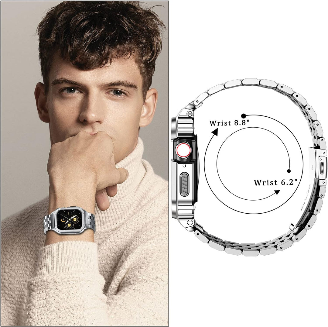 HASLFM Apple Watch Armbänder Kompatibel für iWatch Serie 6/5/4/SE/3/2/1(44mm/42mm), Edelstahl Apple
