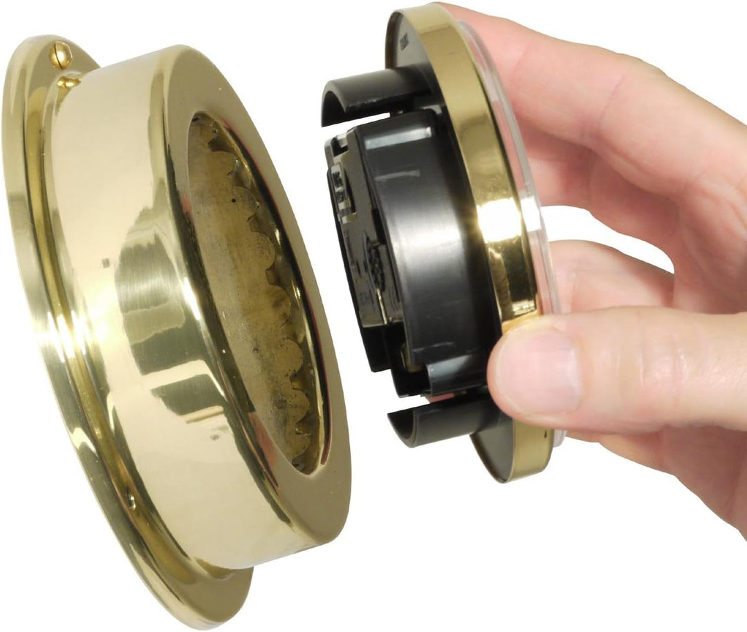 Altitude Delite Wanduhr Messing poliert weisses Zifferblatt römische Ziffern Durchmesser 125 mm