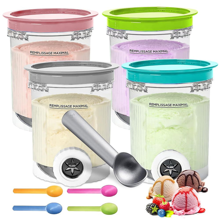 4 Stück Ninja Swirl Creami Behälter, SGZIOO 480 ml Behälter für Ninja Swirl Creami Kompatibel mit NC