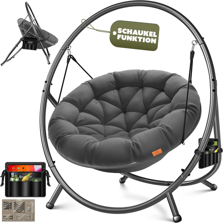 KESSER® Hängesessel mit Gestell Bali Hängeschaukel Hängestuhl bis 150kg für Indoor und Outdoor + Kis