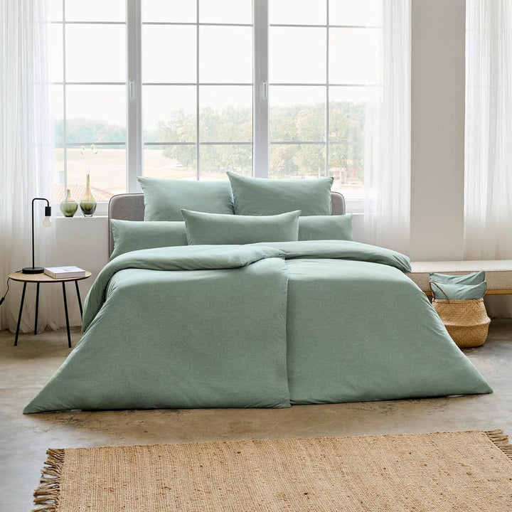 ESTELLA Mako Interlock Jersey Bettwäsche Uni Takoma Mint, 1 Bettbezug 135 x 200 cm + 1 Kissenbezug 8