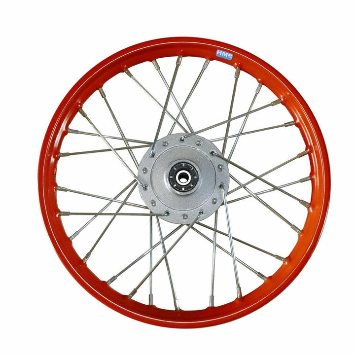 HMParts Stahl Felge 14 Zoll vorne Rot Geeignet für fast alle Modelle mit 12 mm Achse Dirt Bike, Pit