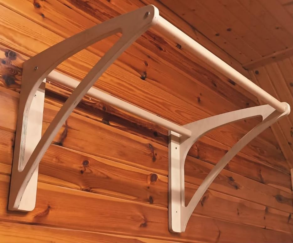 Robuste Klimmzugstange für die Wandmontage, 82 cm, aus Holz, breit, stabil – ideal für das Training
