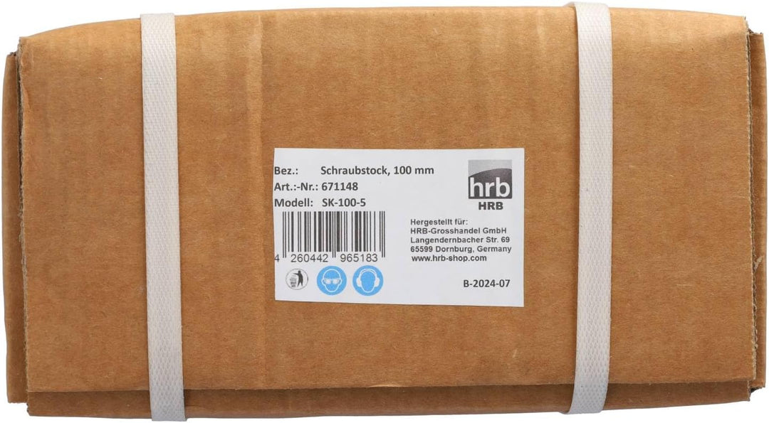 Robuster HRB Schraubstock 100/125/150 mm für Werkbank 360° drehbar (Spannweite 125mm, Gewicht 7 Kg)