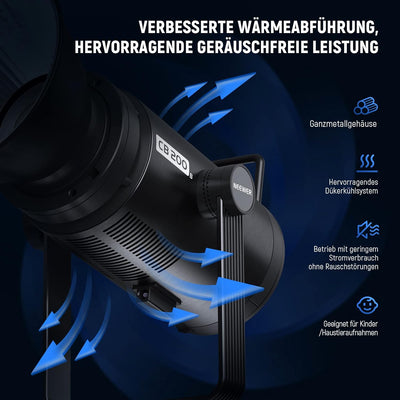 NEEWER CB200B 210W LED Videoleuchte Studiolicht mit 2,4G/APP Fernbedienung,Ganzmetall COB Bi-Color S