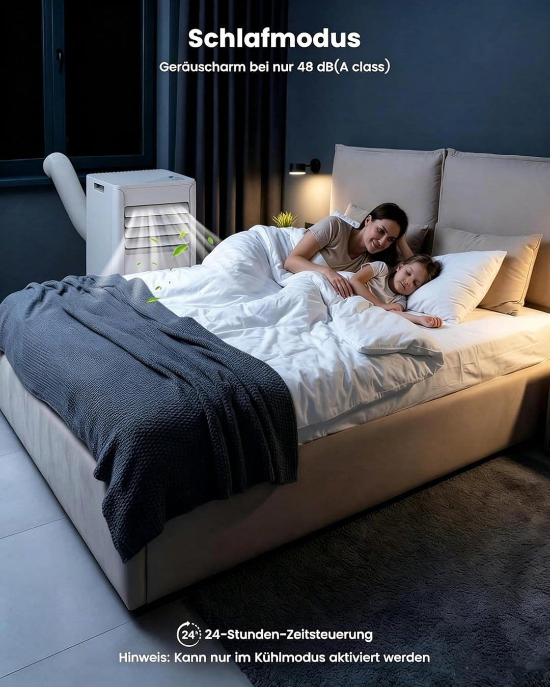 Electactic Mobile Klimaanlage 7000 BTU, 3-in-1 Mobiles Klimagerät mit Abluftschlauch & Ventilator &