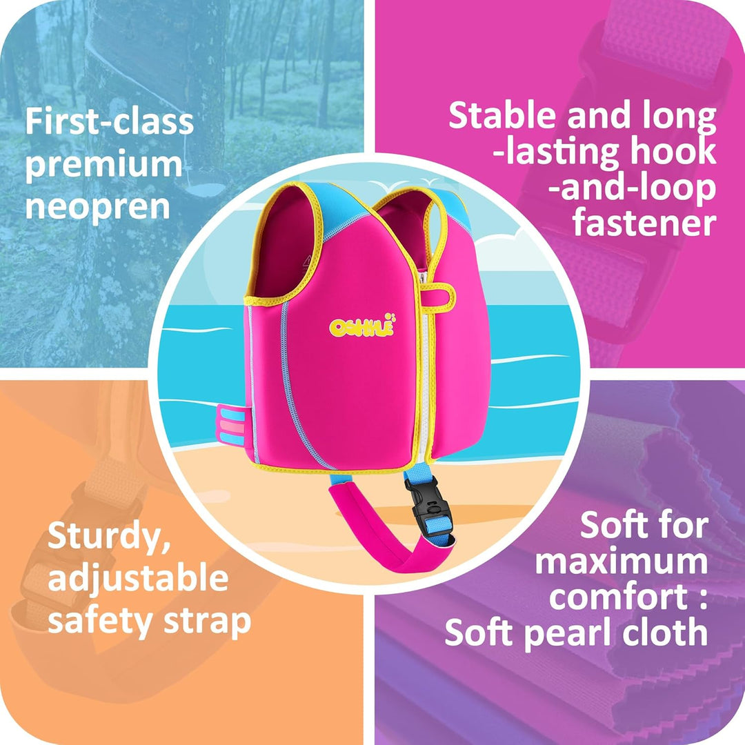 OSHYLE Kinder Schwimmweste - Jungen Mädchen Neopren Schwimmen Jacke Kleinkind Schwimmen Floating Neo