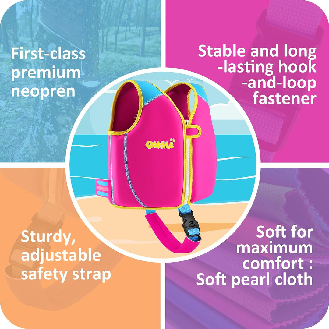 OSHYLE Kinder Schwimmweste - Jungen Mädchen Neopren Schwimmen Jacke Kleinkind Schwimmen Floating Neo