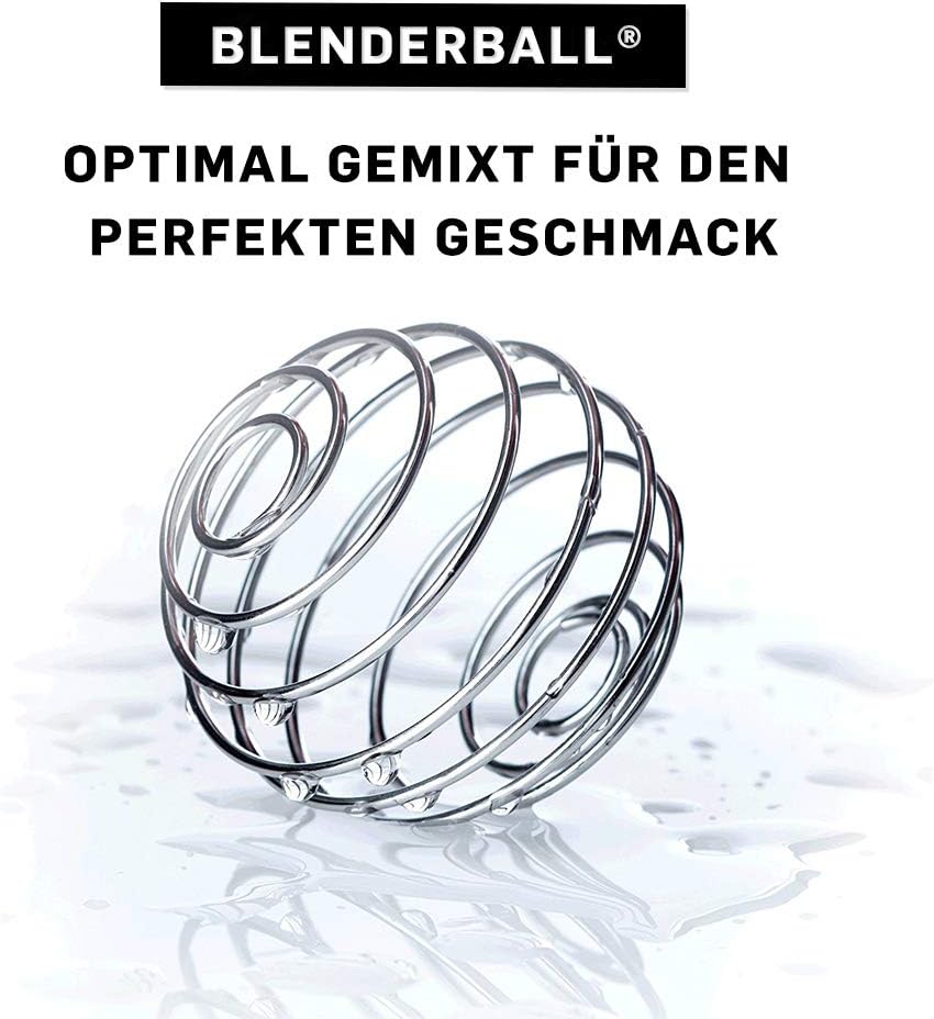 BlenderBottle Mantra Glas Trinkflasche, mit Trinköffnung aus Glas und BlenderBall, geeignet als Yoga