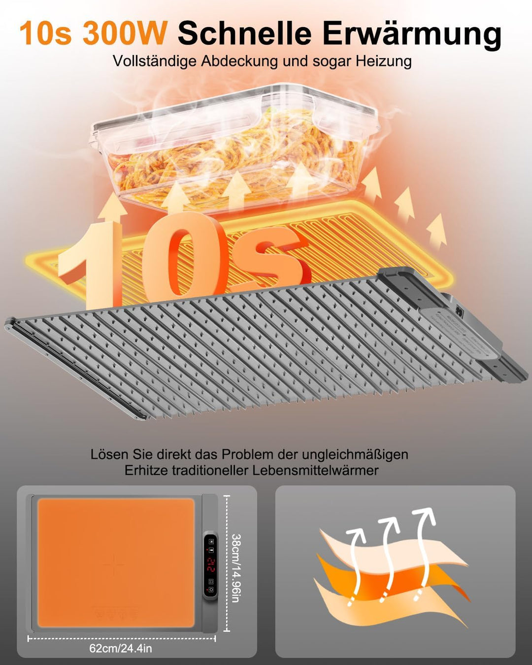 AUTOPkio Warmhalteplatte für Speisen, Speisenwärmer Elektrisch Wärmeplatte Buffetwärmer 4H Timing Au