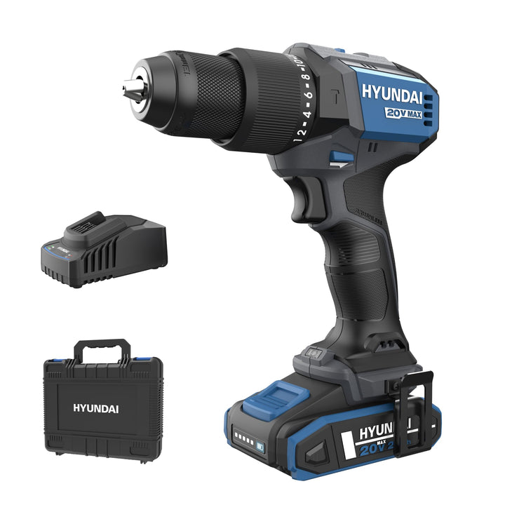 HYUNDAI Akku-Schlagbohrschrauber HD20X-60-2A1 | 20V, bürstenloser Motor, 60 Nm, 13mm Metallbohrfutte