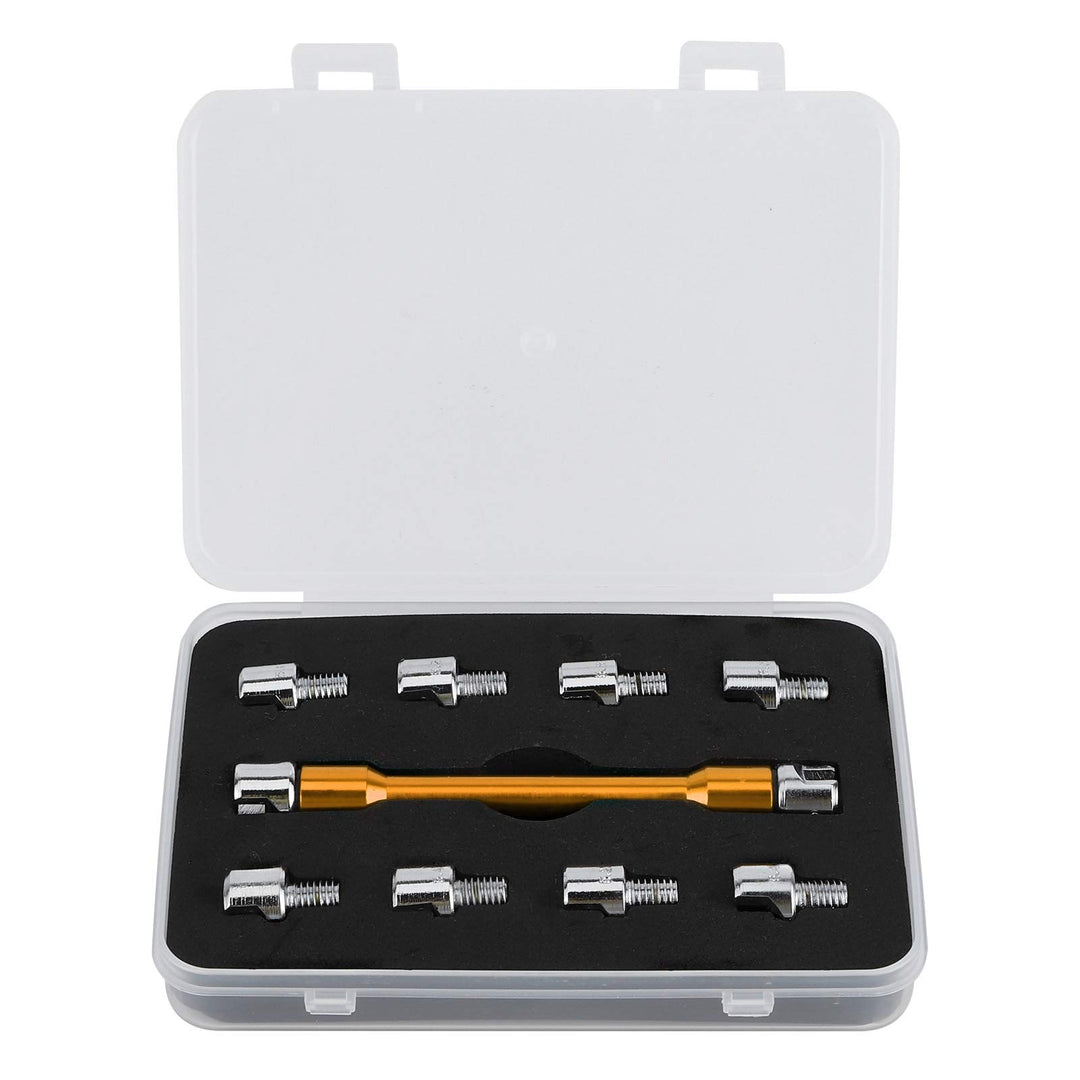 Qiilu Motorrad Speichenschlüssel, Motorrad Speichen Schlüssel CNC Schraubenschlüssel Set 5,0-6,8 Län