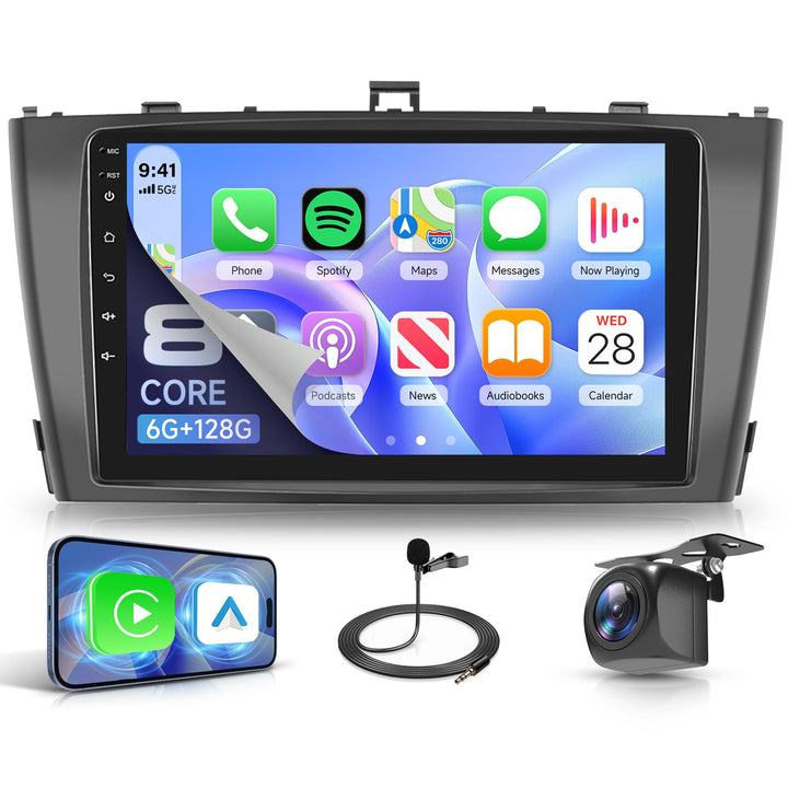 Rimoody 8 Core 6G+128G Autoradio Android für Toyota Avensis T27 2008-2015, 9" Carplay Wireless Andro