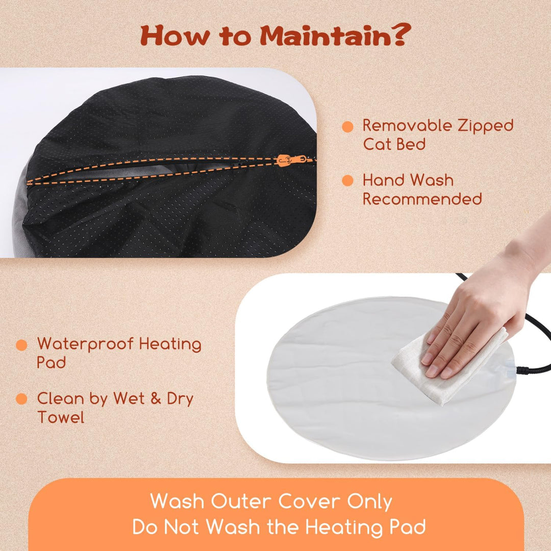 Nobleza - Katzenbett Einstellbare Temperatur, Donut Wärmematte mit Anti-Bite-Schlauchwickel Kabel, W