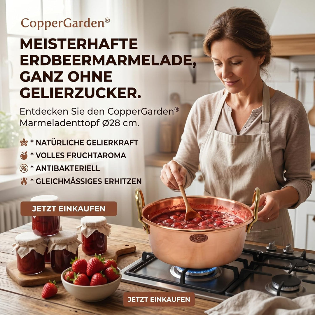 CopperGarden Sossen- & Marmeladentopf 5,4 Liter I Kochtopf aus Kupfer mit 28 cm Durchmesser I grosse