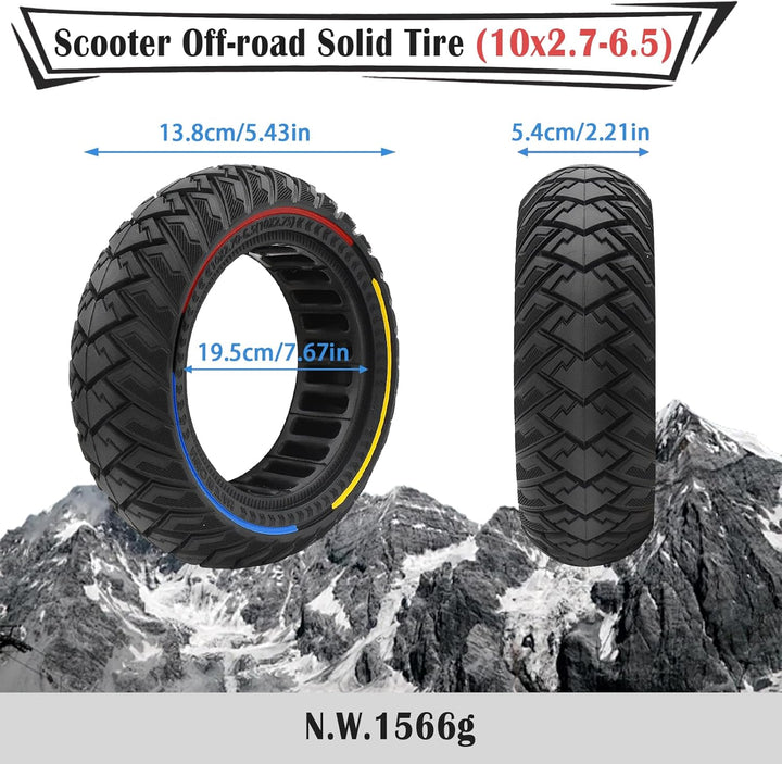 10 Zoll E Scooter Solid Reifen, 10x2.7 Vollgummireifen, 60/70-6.5 Vollgummi Abriebfeste & Pannensich