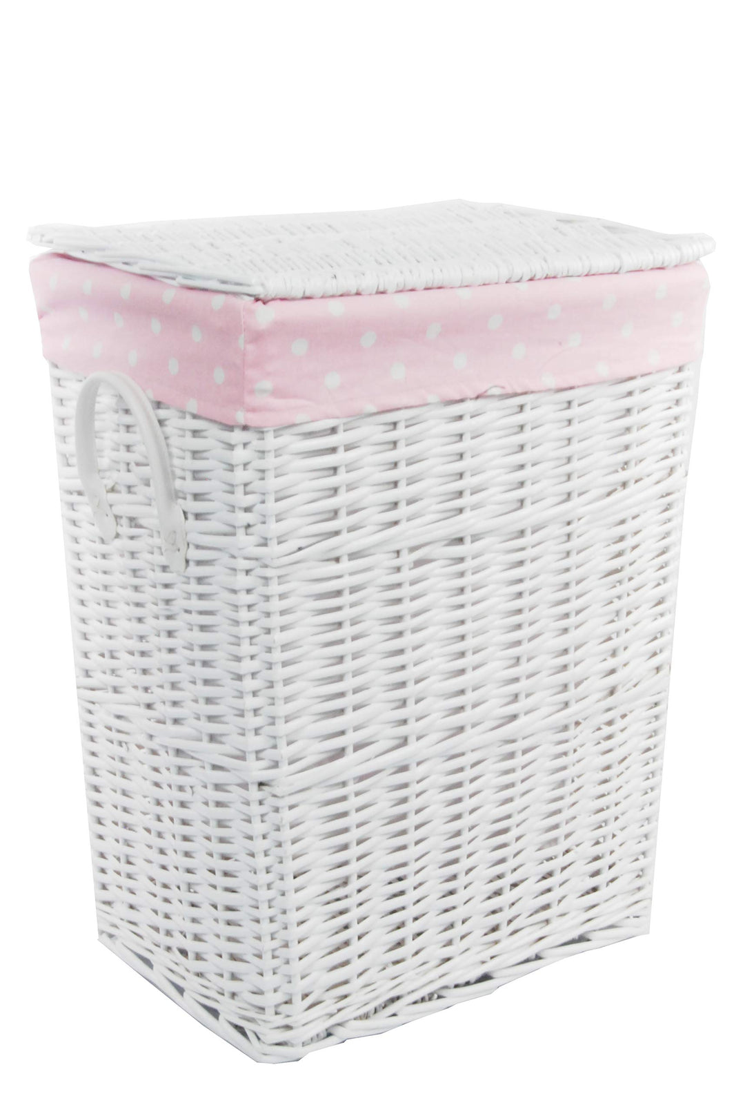 DVier Wäschekorb, Weide weiss rosa 48x36 H.62 22WRt-c