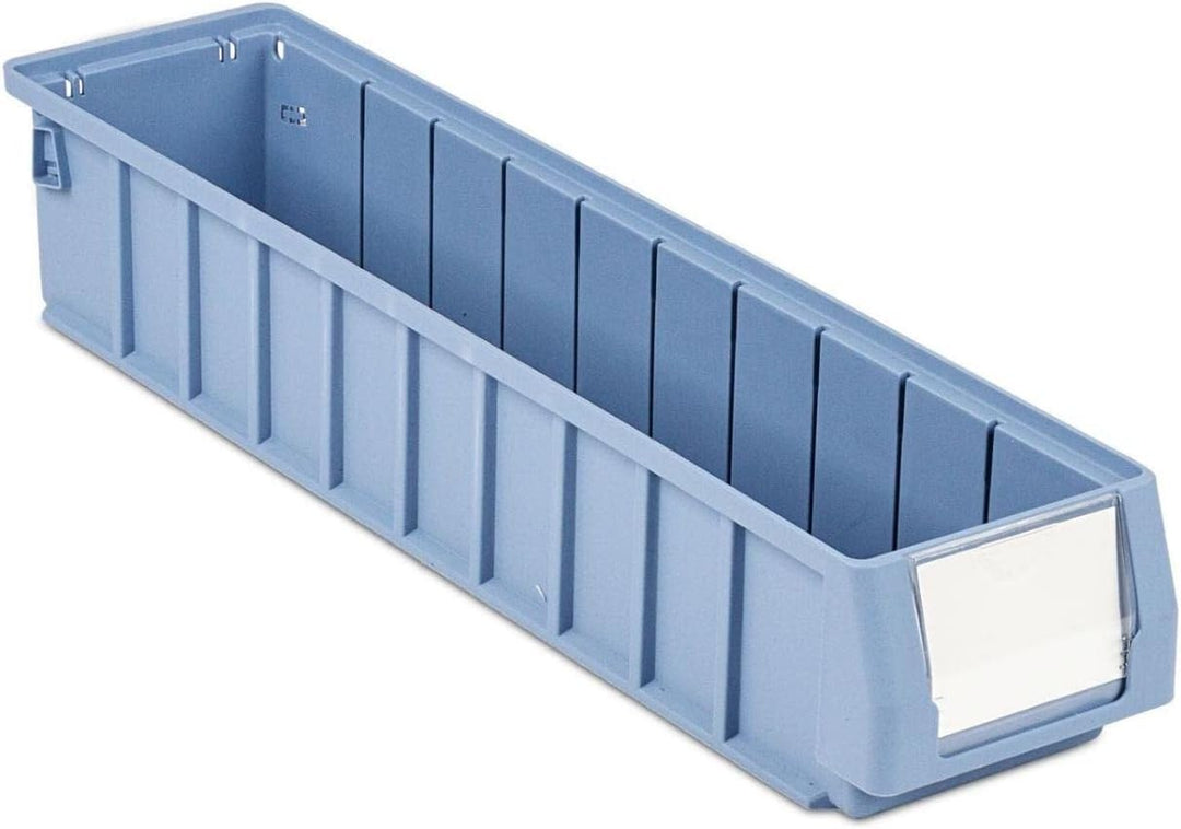 SparSet 10x Regalkasten 500 SN mit Etikett & Schutzhaube | HxBxT 9x11,7x50cm | 3,5 Liter | Sichtlage