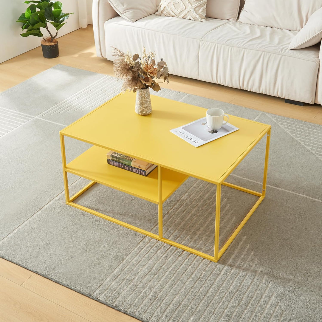 [en.casa] Couchtisch Solund Beistelltisch Metall Wohnzimmertisch mit Stauraum Sofatisch rechteckig K