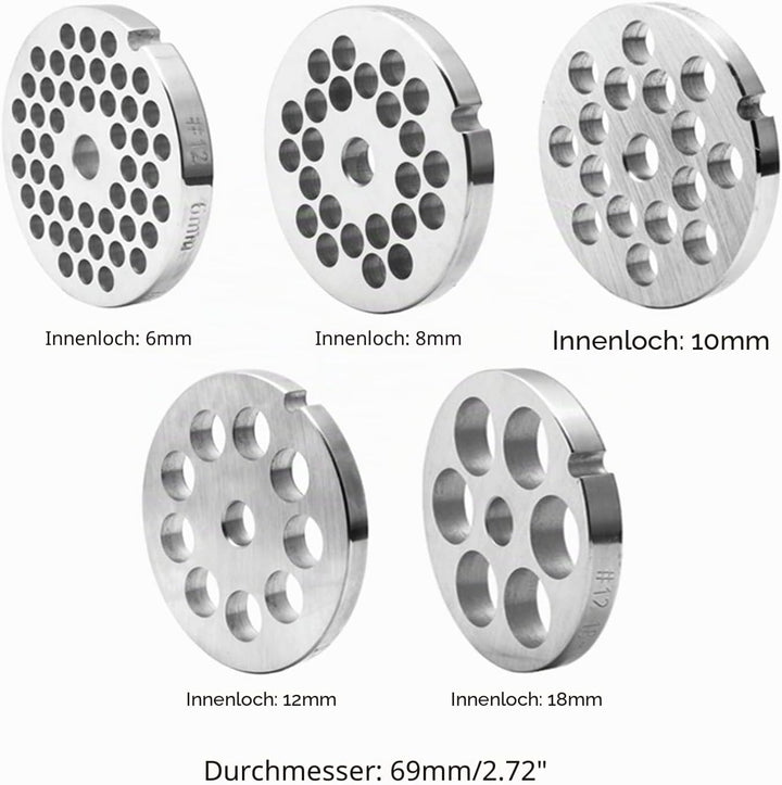 Mahlplatte, Edelstahl-Fleischwolf-Scheiben-Ersatz für manuelle Fleischwolf-Zubehör Typ 12 18 mm, 18