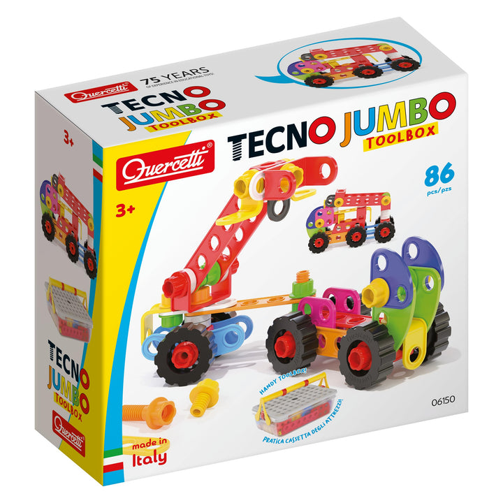 Quercetti - Tecno Jumbo Toolbox - Konstruktionsspielzeug, Fahrzeugspiel