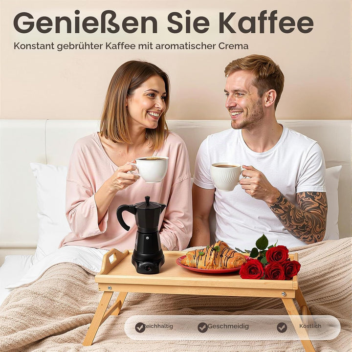 Espressokocher, 480W Elektrische Espressokanne 300ml Kaffeekanne 6 Tassen Mokkakanne mit Basis für H