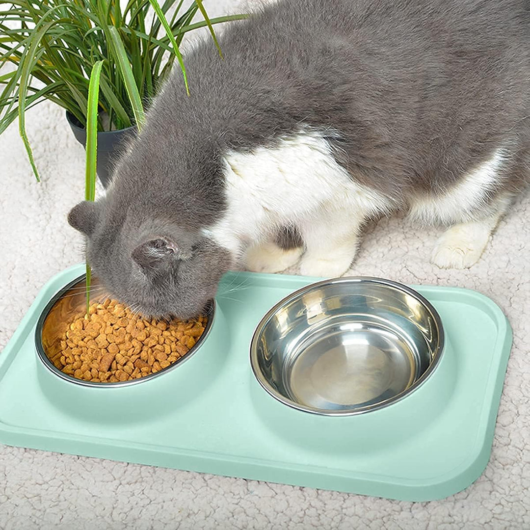 Katzenfutternäpfe, Katzennäpfe, rutschfest und auslaufsicher, Silikonmatten mit Ständer, herausnehmb