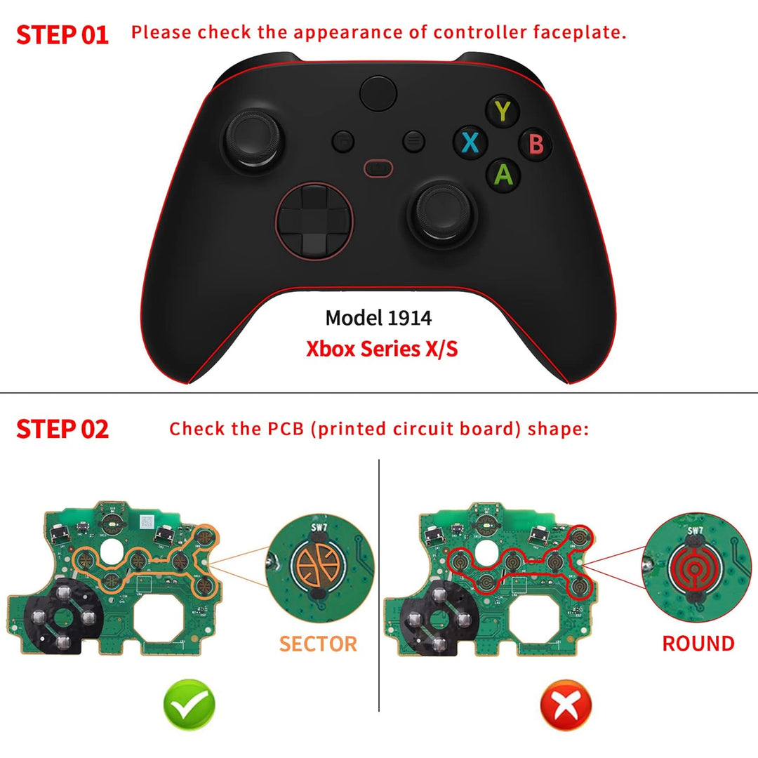 eXtremeRate Leuchttasten LED Knöpfe für Xbox Series X/S Controller, DTF LED Kit Ersatz Tasten D-pad