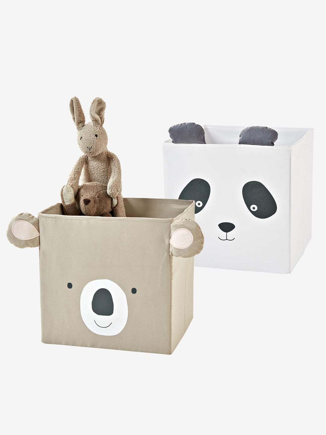 Vertbaudet 2 Stoff-Aufbewahrungsboxen, Kinderzimmer taupe+helgrau ONE SIZE