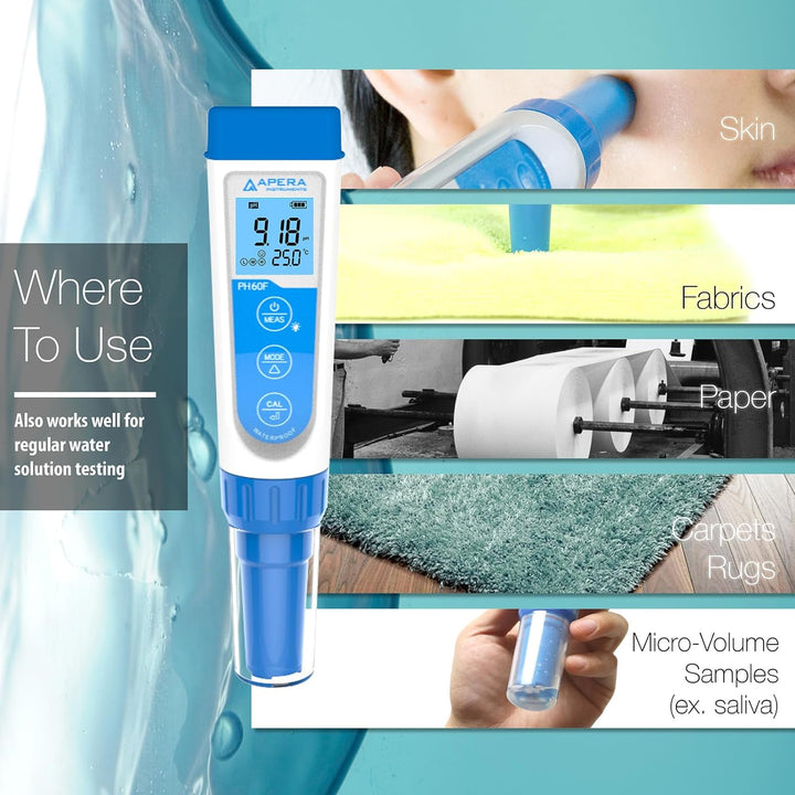 Apera Instruments PH60F Premium pH-Meter mit flacher Elektrode (Genauigkeit pH ±0,01, Messbereich pH