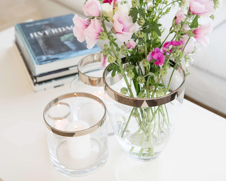 EDZARD Vase Charlotte (Ø 15 cm, Höhe 20 cm) aus mundgeblasenem Kristallglas - Blumenvase, Glasvase r