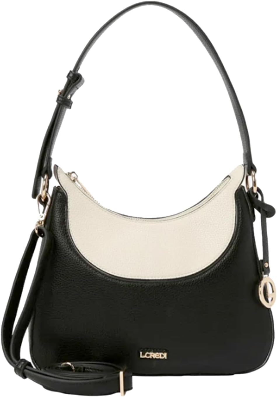 L.CREDI Hobo-Bag LILIEN Damen-Umhängetasche Colorblock 27x9x22 Schwarz, Schwarz