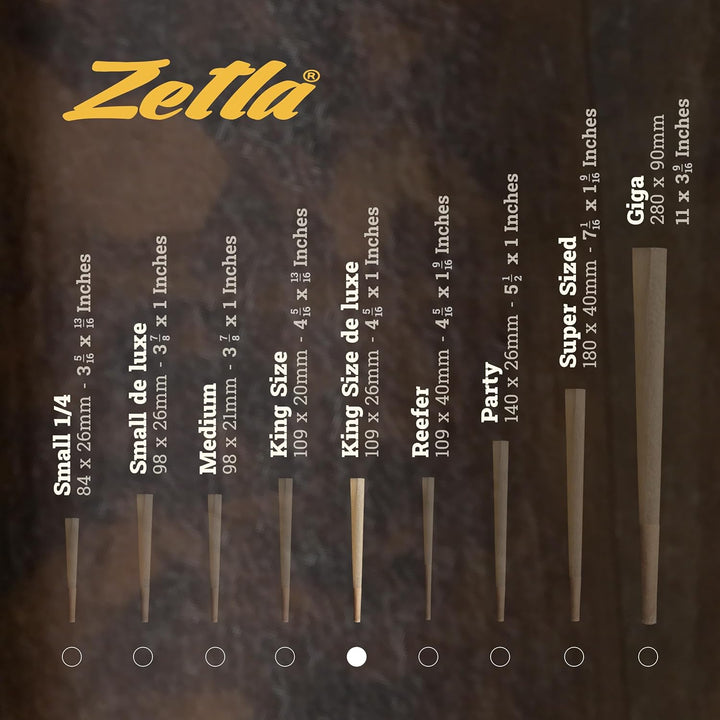 Zetla King Size De Luxe White Joint Cones 3/40 (120 Cone) - King Size De Luxe (109x26 mm) - Conische
