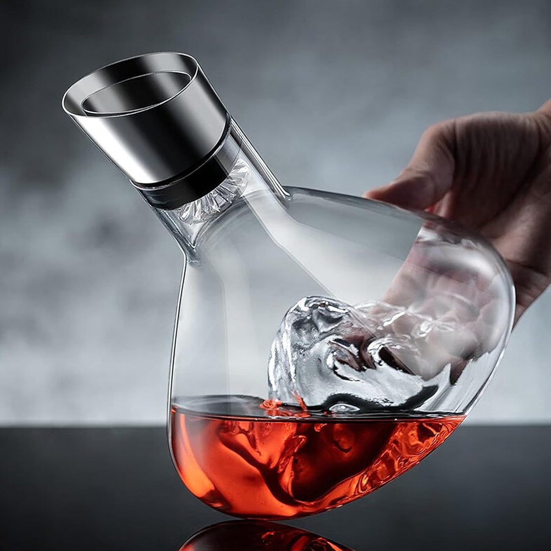 Lvpradior Wine Decanter Set with Aerator Filter, 1.5L Wine Carafe Red Wine Decanter, Lead-Free, Hand