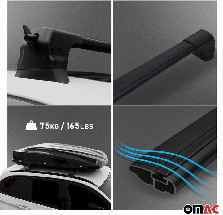 OMAC Dachträger für VW Transporter Multivan Caravelle T5 T6 T6.1 Schwarz | Abschliessbar, Querträger