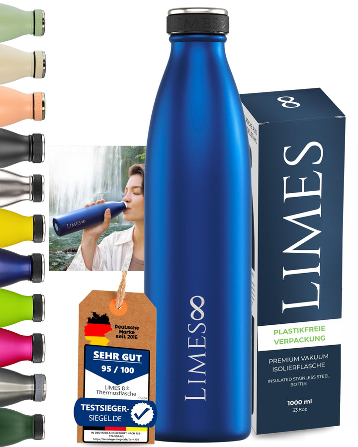Thermosflasche Edelstahl 1L [HEIss & KALT] - 5-fach vakuumisolierte Trinkflasche - auslaufsichere &