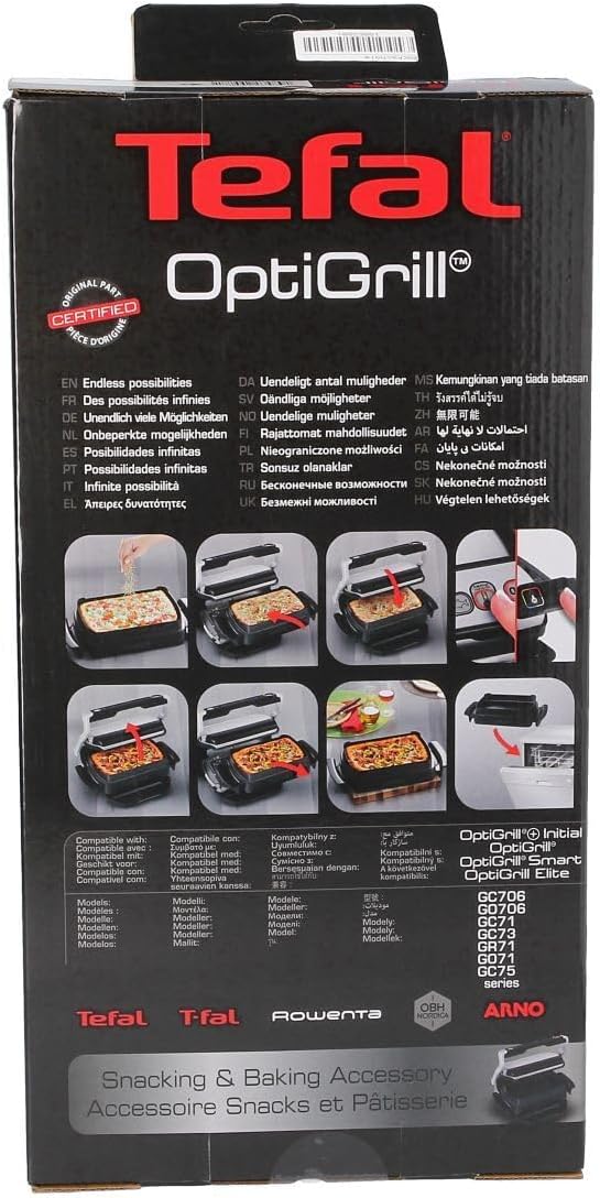Tefal Backschale XA7258 + Rezeptbuch für OptiGrill, 1,6 Liter, Antihaftbeschichtung, Aluminiumdruckg