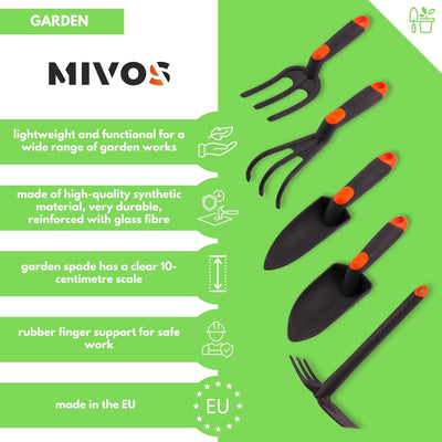 MIVOS 5-TLG Gartenwerkzeug Set für Gartenpflege – Gartenkralle – Umpflanzkelle – Kombihacke – Blumen