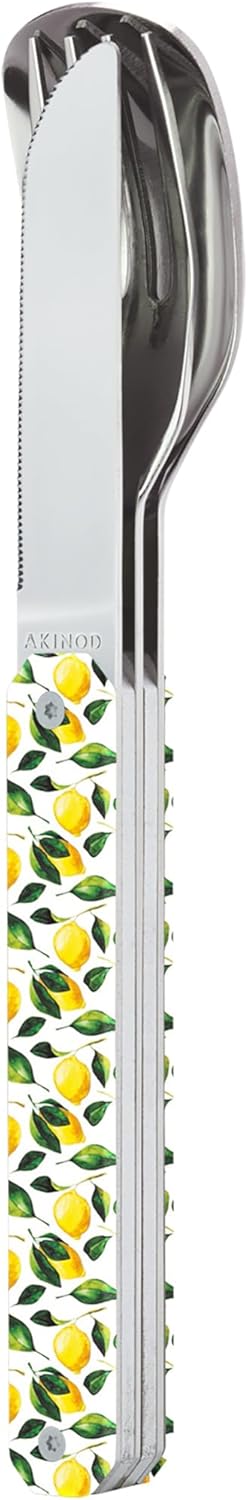 akinod – Magnetisches Besteck 12:34 Zitronen - Gabel + Messer + Löffel – Edelstahl – Magnetische Ver
