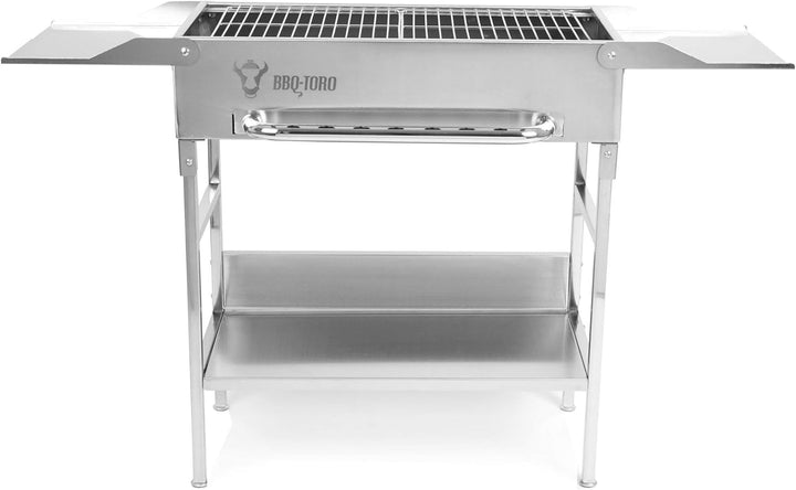 BBQ-Toro Grilltisch mit elektrischem Spiessdreher und Grillrost | Edelstahl Grill mit Drehspiess Auf