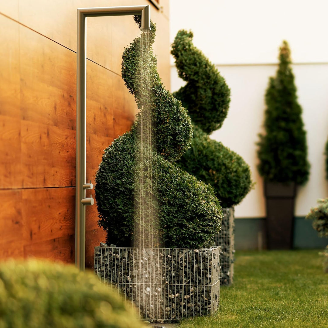 Four & More Designer Gartendusche/Aussendusche/Pooldusche/Regendusche/Duschsäule/Dusche aus gebürste